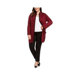 Alfani Women Plus 1X Malbec Dark Red Open Front Warm Sweater Jacket NWT AG28